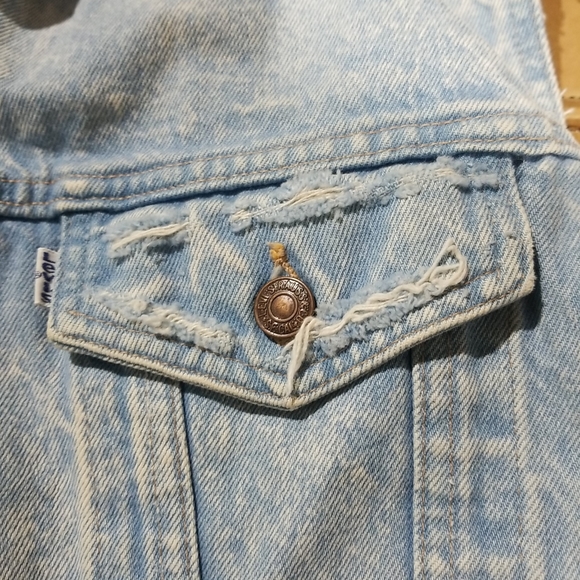 VTG. LEVI 755 LT BLUE DISTRESSED JEAN JACKET SZ XS - Picture 11 of 13